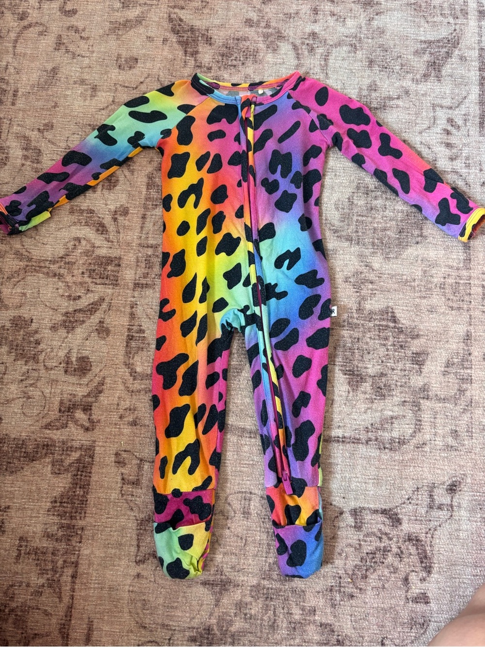Bums and Roses multicolor leopard print baby bamboo footie